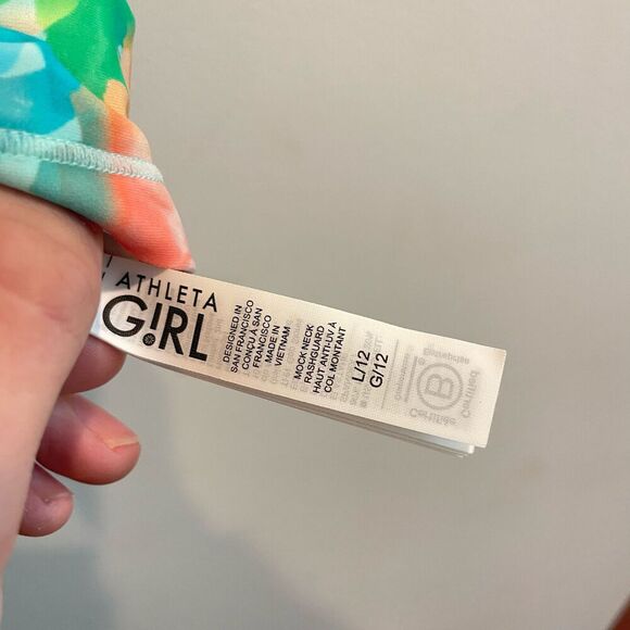 Athleta Girl Mock Neck Rashguard Top Anti-UV Floral Swim Suit L 12 Bathing Surf - Picture 5 of 11